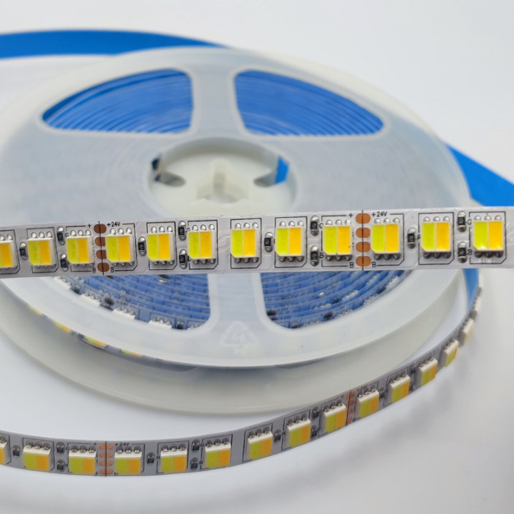 Dual warm and cool white 2-in-1 120 LEDs/m 24 V 10 mm 5 m non-waterproof 5050