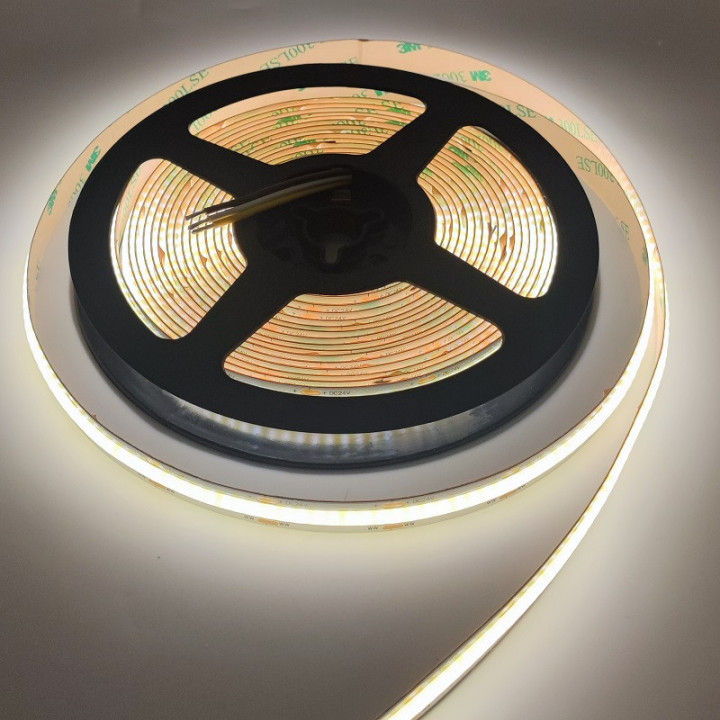 Dual warm and cool white COB 608 LEDs/m 24 V 10 mm 5 m non-waterproof