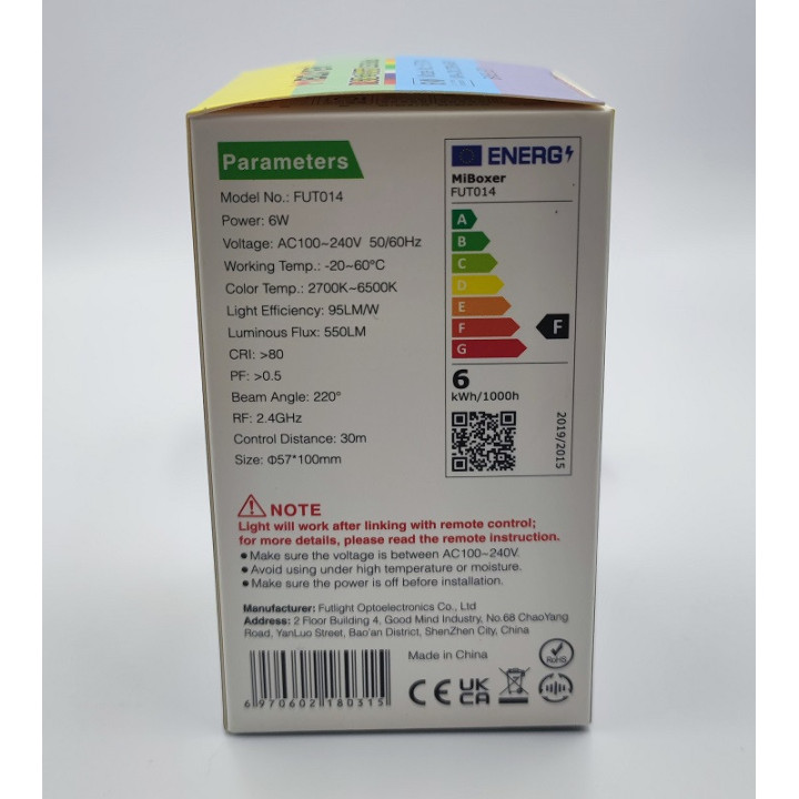 MiBoxer E27 6 W RGB+CCT LED bulb