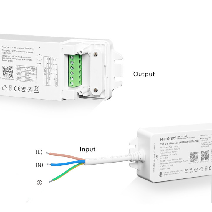 MiBoxer 75 W 24 V 5-in-1 LED controller/power supply WL5-P75V24