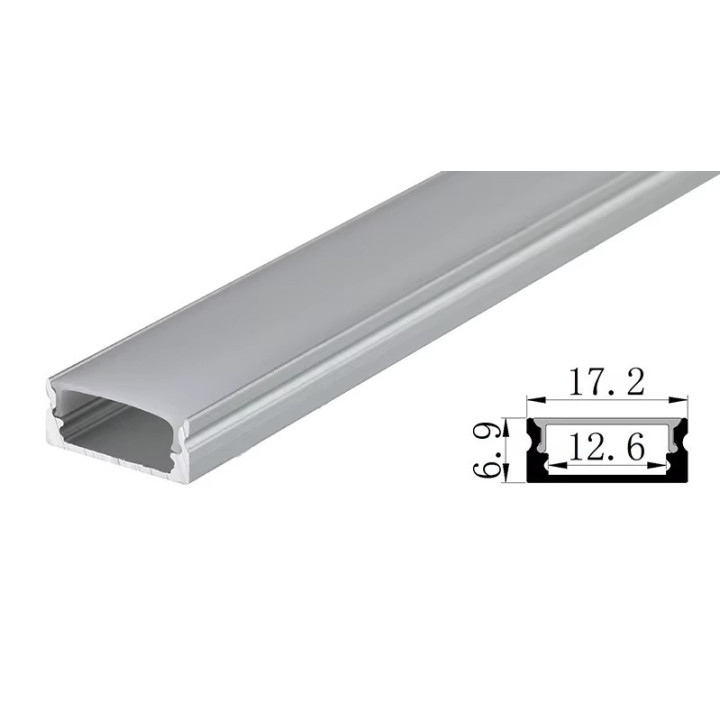 LED profile 12.5 mm straight with opal cover