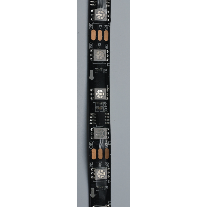 WS2811 RGB LED strip – black PCB and data direction