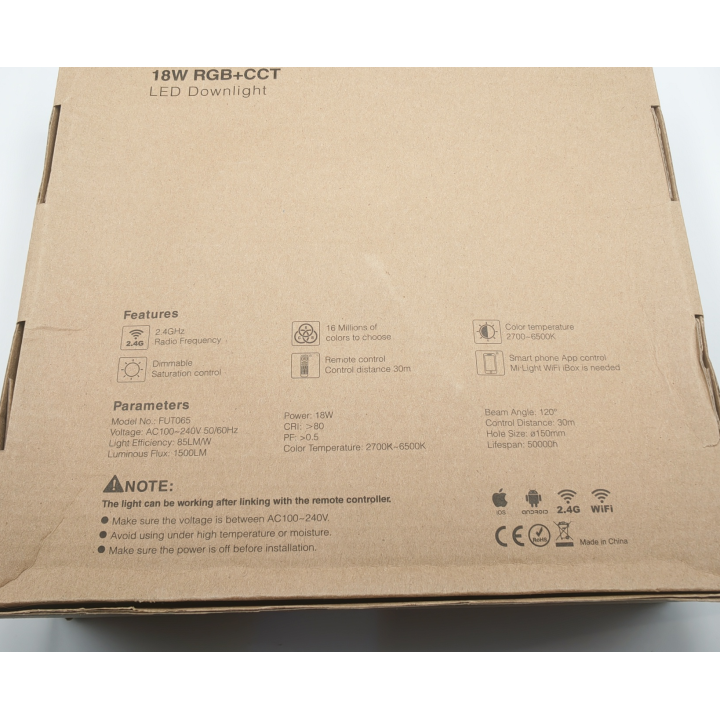 MiBoxer FUT065 – technische Angaben auf der Verpackung