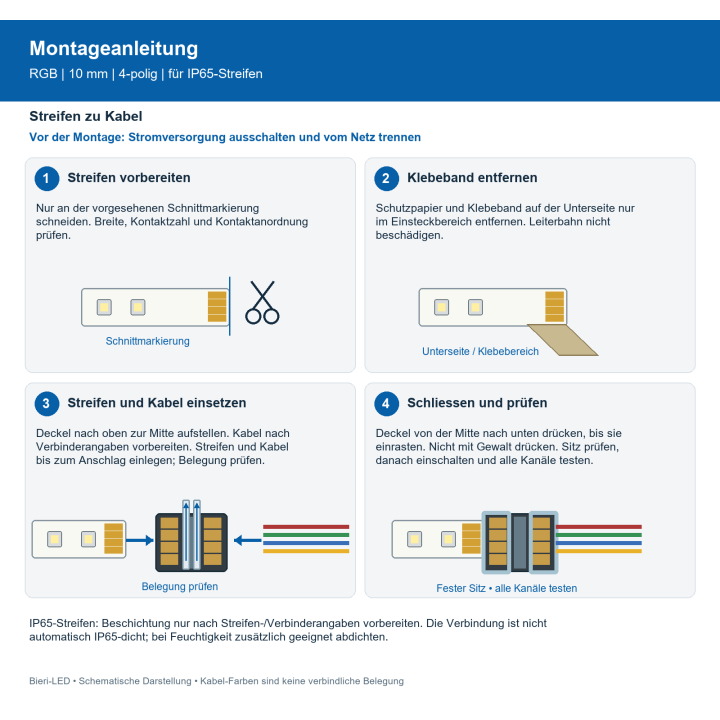 Montageanleitung für lötfreie LED-Streifenverbinder