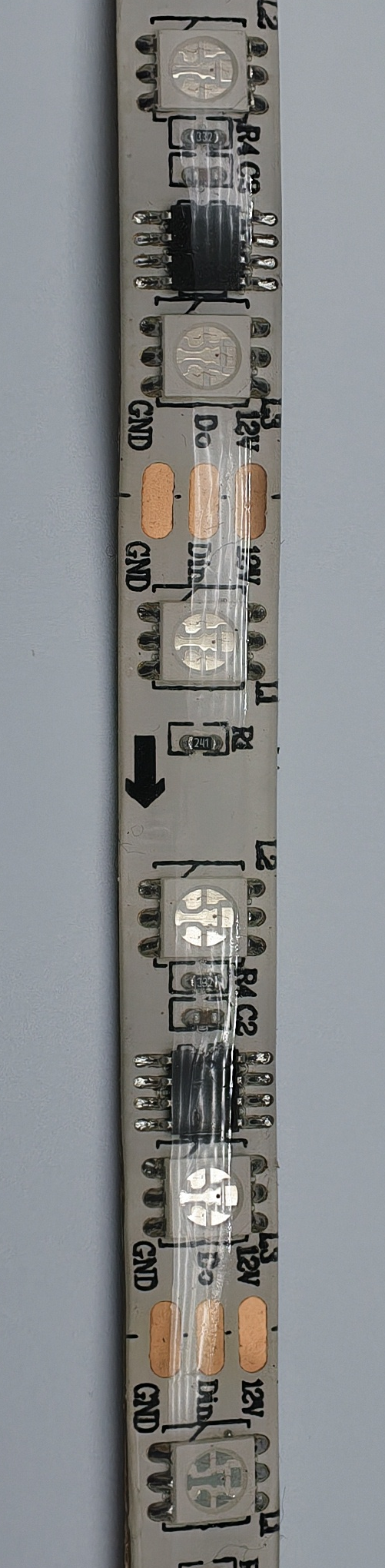 WS2811 RGB LED strip – white PCB detail