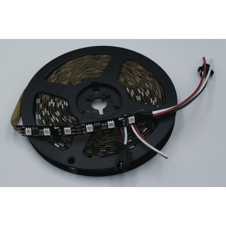 WS2811 RGB LED strip with black PCB on reel