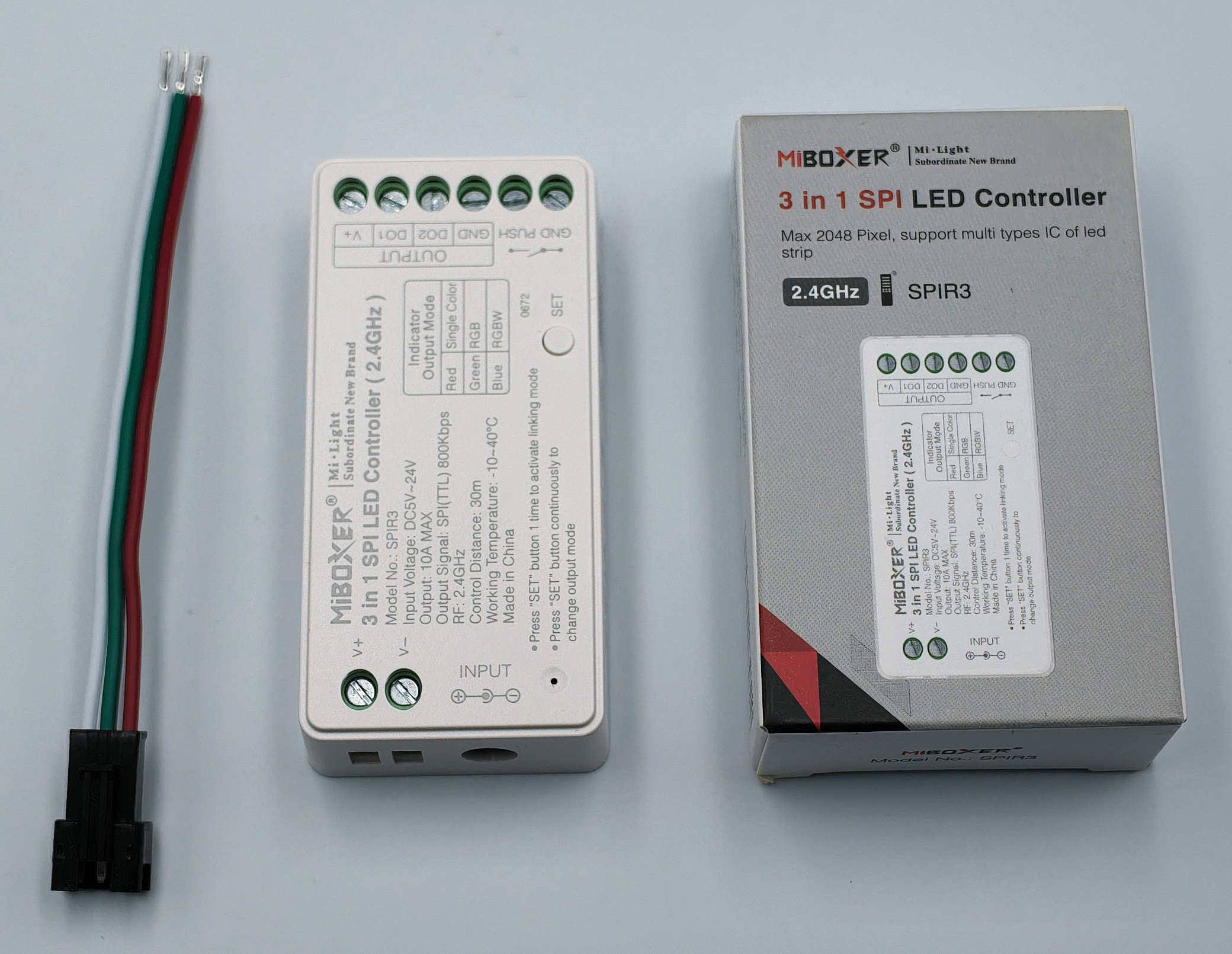 MiBoxer SPIR3 – Controller, Anschlusskabel und Verpackung