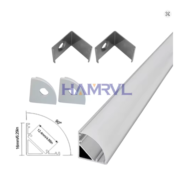 V-Silver Eckprofil – Lieferantenzeichnung: 16 mm Höhe, 12,4 mm Einbaubreite, 90°