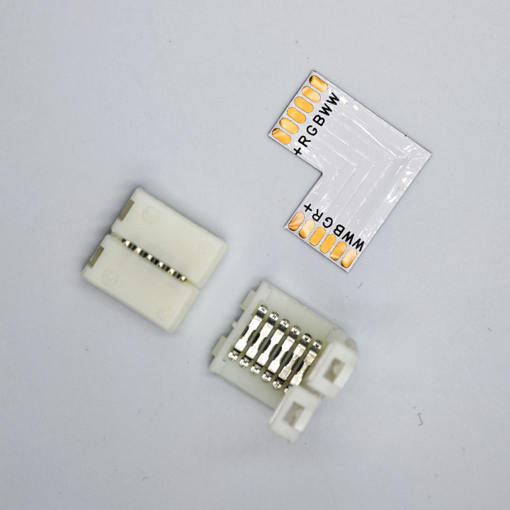 L-shaped corner connector set RGB+CCT 12 mm 6-pin – package contents
