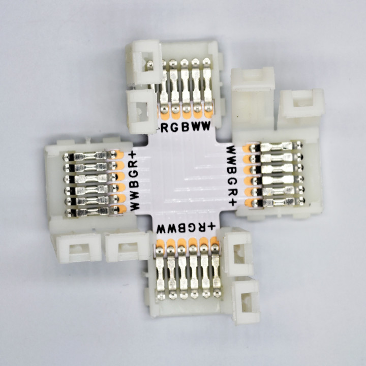 Cross connector set RGB+CCT 12 mm 6-pin – open contacts