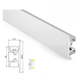 A-Silver LED-Wandprofil mit zwei LED-Aufnahmen und Querschnittsmassen