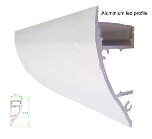 Gebogene Sichtfläche und LED-Aufnahme des Wandprofils EWI-AL062