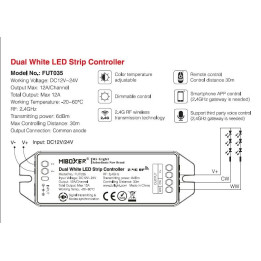 MiBoxer Controller CCT WW/CW für LED-Streifen FUT035